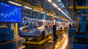 Illustration von den Auswirkungen des EU-US-Handelsabkommens auf die europäische Automobilindustrie.