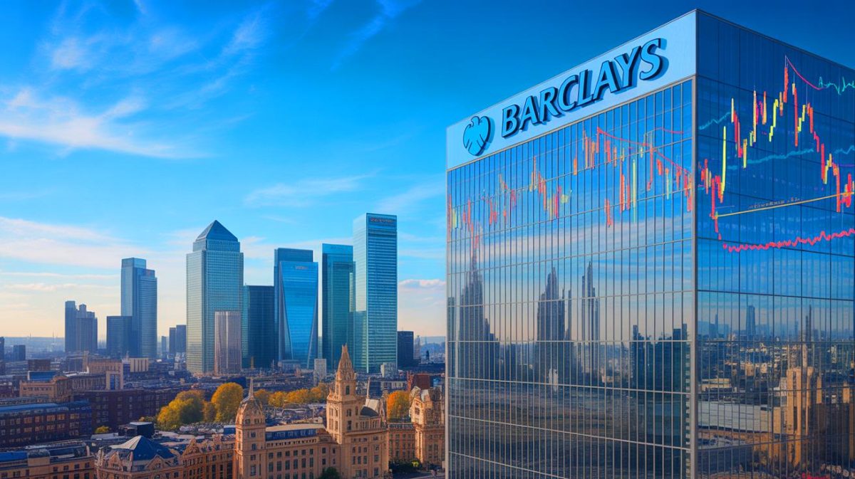 Illustration von den beeindruckenden Quartalsergebnissen der Barclays Bank im volatilen Marktumfeld.