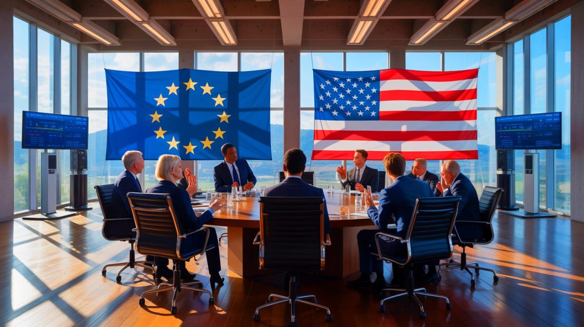 EU verspricht Trump 750 Milliarden Euro für Energie: „Ein Desaster für die Glaubwürdigkeit“ warnt Experte Illustration von den Handelsverhandlungen zwischen der EU und den USA über Energieimporte.