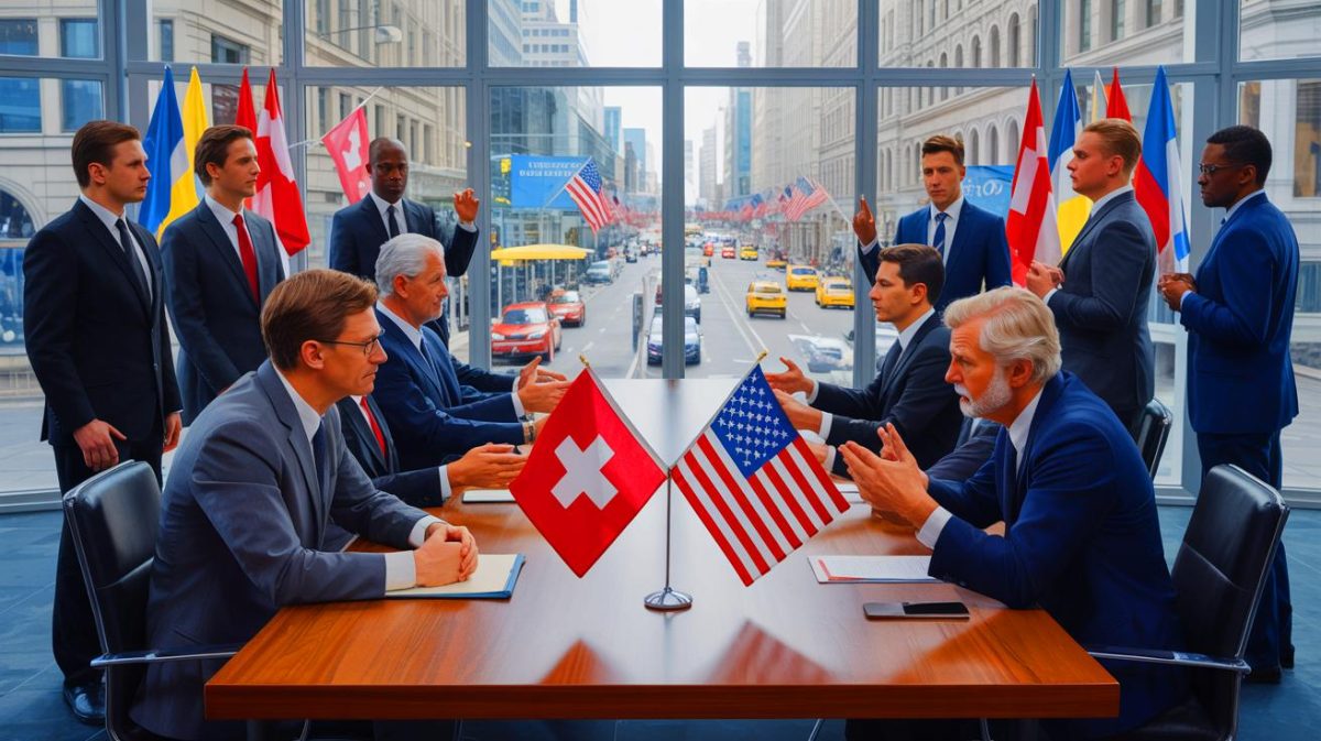 Schweiz in Aufruhr „Die Zeit für US-Zollentscheidungen wird knapp“ Experten warnen vor wirtschaftlichem Desaster Illustration von den Auswirkungen der US-Zölle auf die Schweizer Wirtschaft.