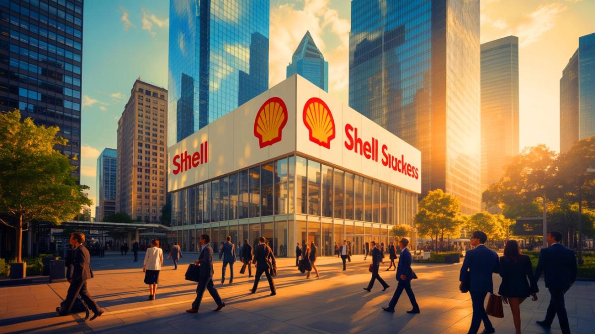Shell trotzt allen Erwartungen „trotz massiven Gewinneinbruchs“ und entfacht weltweite Empörung über die Macht der Ölkonzerne in Krisenzeiten Illustration von Shells Finanzstrategie und Marktposition im herausfordernden globalen Umfeld.