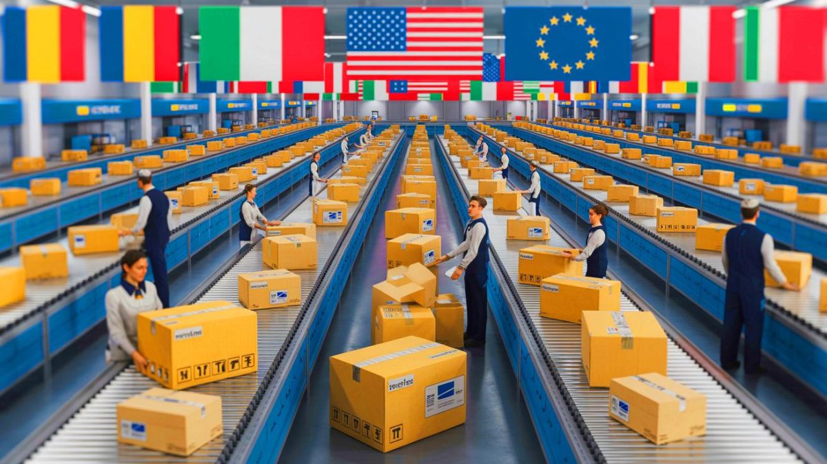 „Schock für Deutschland“: Diese europäischen Fluggesellschaften stoppen alle Lieferungen und gefährden den Handel drastisch Illustration von europäischen Postdiensten, die ihre Versandprozesse aufgrund neuer US-Zollbestimmungen anpassen.