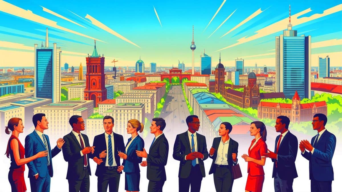 „Wir fordern Taten, keine leeren Worte!“: deutsche Unternehmen verzweifeln, Berlin soll endlich Versprechen einlösen, sonst droht Chaos Illustration von der neuen Regierungskoalition unter Kanzler Friedrich Merz und ihren wirtschaftspolitischen Herausforderungen.