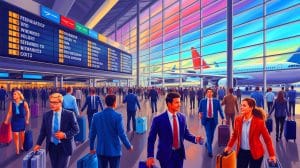 Illustration von der Erhöhung der H-1B-Visa-Gebühren und ihren globalen Auswirkungen auf Fachkräfteverteilung.