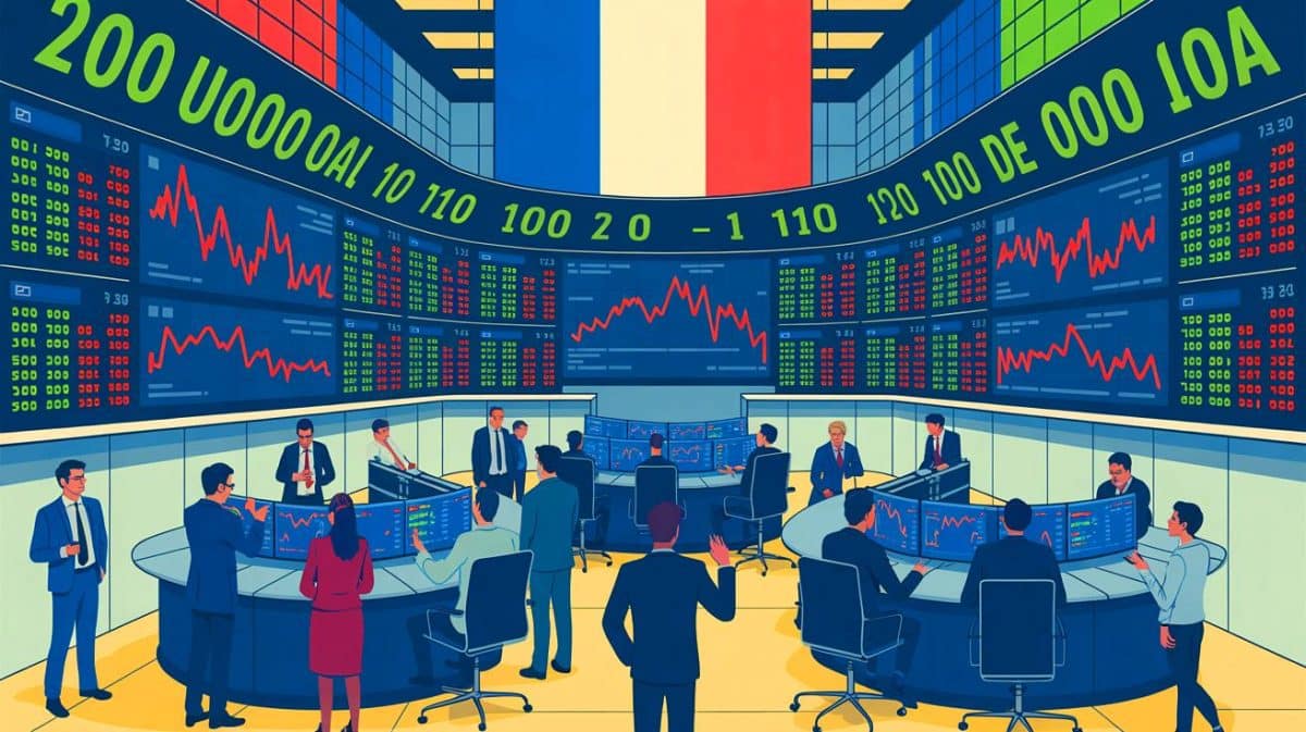 „Ein Experte warnt: ‚Volatile Anleihen könnten Europa erschüttern‘, während die EZB entscheidende Maßnahmen plant“ Illustration von der Volatilität auf den europäischen Anleihemärkten und den politischen Herausforderungen in Frankreich.