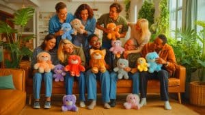Jellycat explodiert mit geheimem Umsatz-Trick und erschüttert die Spielzeugwelt: Was Sie jetzt wissen müssen! Illustration von der steigenden Nachfrage nach Jellycat-Kuscheltieren bei Generation Z und Erwachsenen.