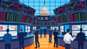 „Es ist schlimmer als gedacht“: Diese Finanzblase bedroht Ihr Erspartes (und platzt schneller, als Sie glauben) Illustration von den Spannungen zwischen politischen Ereignissen und Finanzmarktentwicklungen.